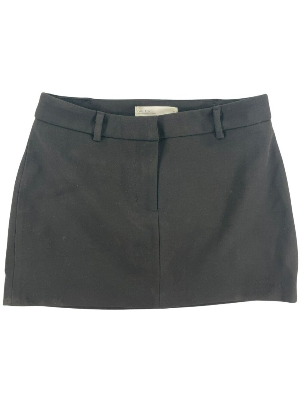 Oak + Fort Black Mini Skirt Skort Inner Shorts Zip Closure Women's Sz 00 DEFECT